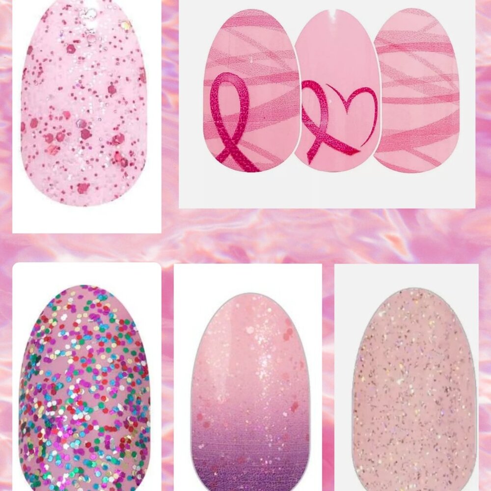 Pink Glitter & Shimmer Bundle: (x5 Sets) Light Pink Nail Polish Strips